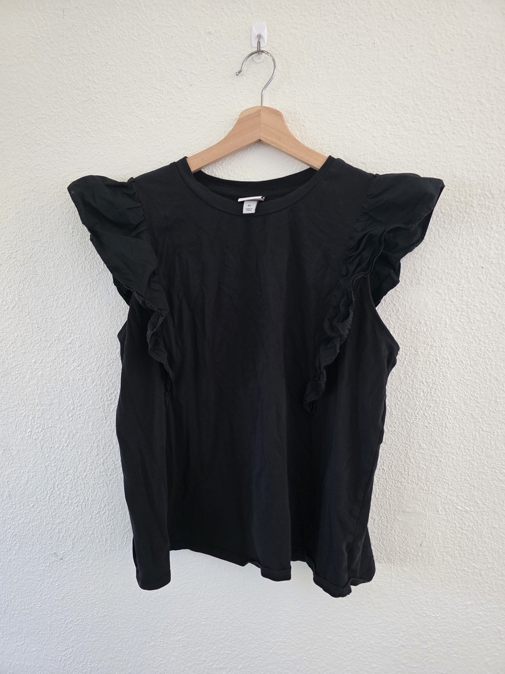 Black Ruffle Sleeve Women's Top